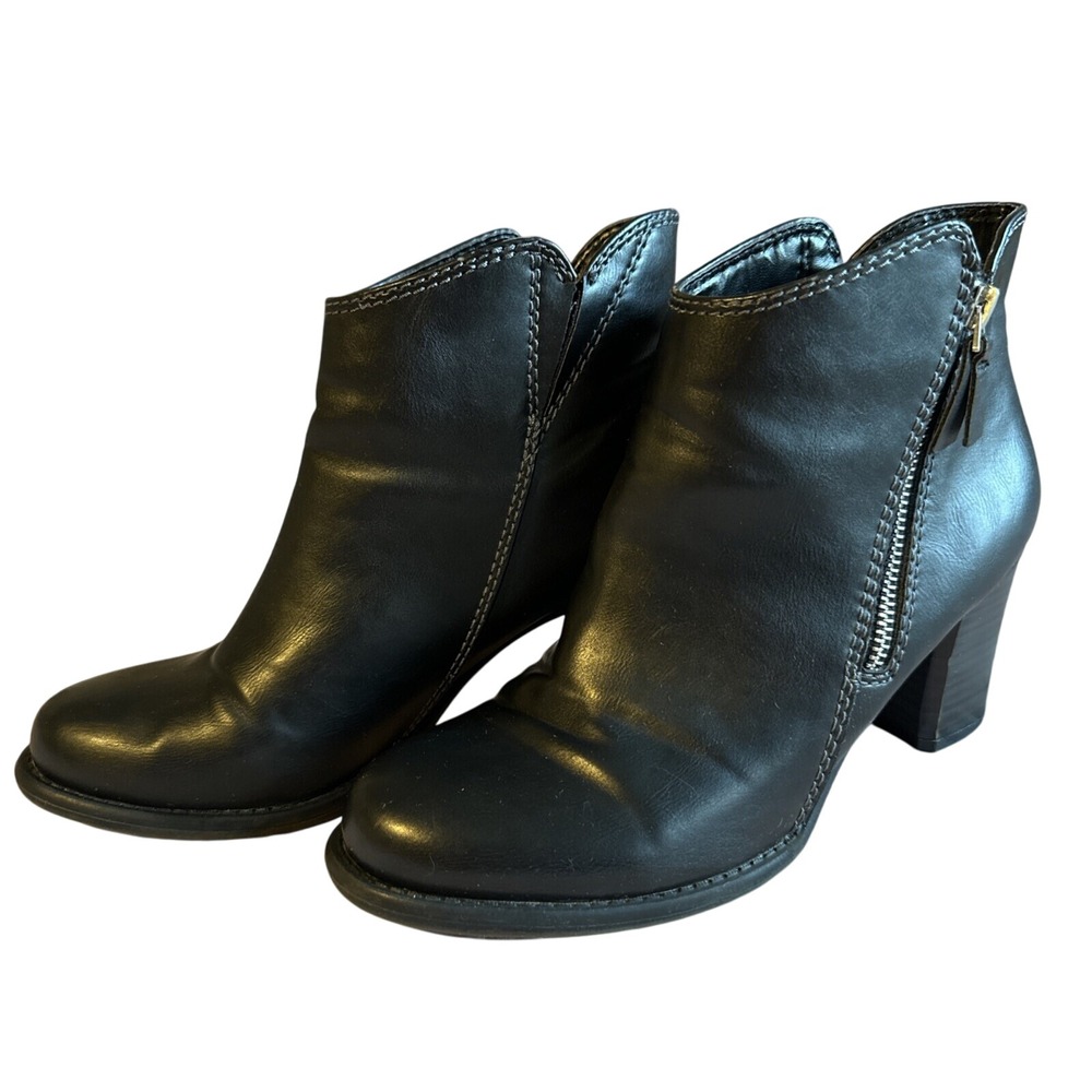 Natural Soul By Naturalizer Women's Black High‎ Heeled Boots Size 7.5 M Zip Side